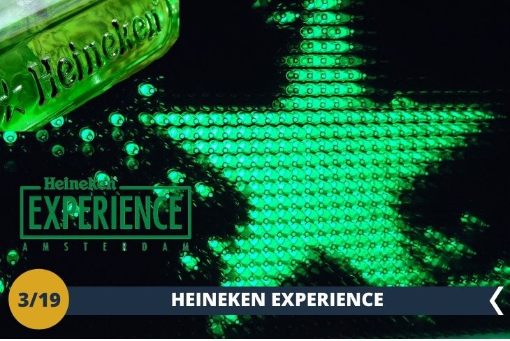 HEINEKEN EXPERIENCE Visiterete l’HEINEKEN EXPERIENCE, l’attrazione più visitata di Amsterdam con oltre 1 milione di visitatori l’anno.   Un’esperienza divertente e informativa, a metà tra percorso ed esperienza multimediale, che vi porterà all’interno dell’edificio storico del primo birrificio Heineken, per scoprire tutti i segreti della birra più venduta al mondo!   Ripercorrerete la storia dell’azienda avendo la possibilità di apprendere l’intero processo di produzione della birra.  Una fantastica celebrazione della popolarissima birra olandese dalla bottiglia verde! (escursione di mezza giornata).